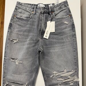 Zara Gray Relaxed Distressed Jeans